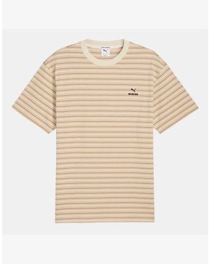 PUMA Dortmund Mmq Striped T Shirt - Natural