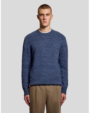 Lyle & Scott Knitted Marl Crew Neck Jumper - Blue