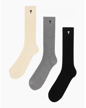 Ami Paris Adc 3 Pack Socks Multicolour