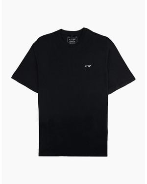 Armani Jeans Logo Print Crewneck T Shirt - Black