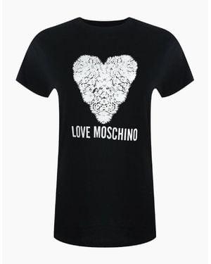 Love Moschino Heart Print T-Shirt - Black