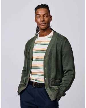 aubi Lister Cotton Stitch Detail Cardigan - Green
