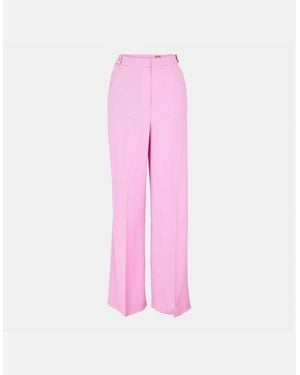 BOSS Tacilana Solid Patterned Wide Leg Trousers - Pink