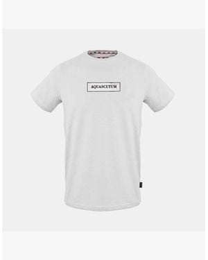 Aquascutum Wordmark Printed Logo Crew Neck Short Sleeve T-Shirt - White