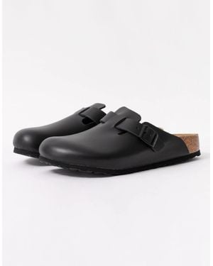 Birkenstock Boston Natural Leather Clogs - Black
