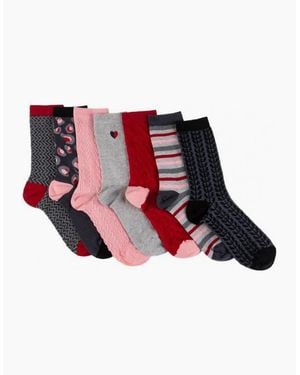Totes Isotoner 3249F 7 Pack Day Of The Week Ankle Socks Ankle Socks - Red
