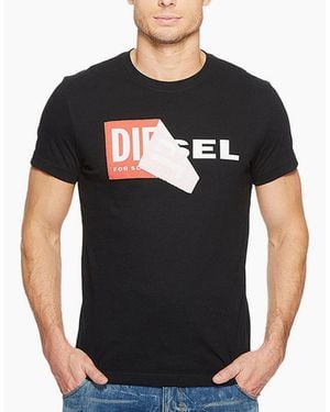 DIESEL T Diego Qa T-Shirt Short Sleeve Slim Fit Casual - Black