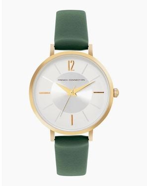 French Connection Connection Rose Case Round Shape Strap Quartz Watch - Green