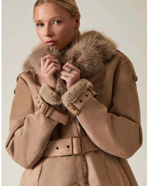 James Lakeland Short Faux Fur Taupe Coat - Brown
