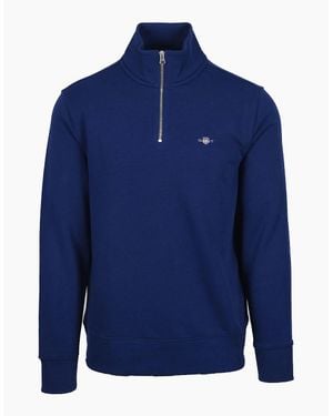 GANT Reg Shield Half Zip Sweat Rich - Blue