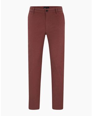 BOSS Solid Patterned Straight Leg Trousers - Red