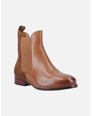 Hush Puppies Colette Leather Tan Flat Chelsea Boots - Brown