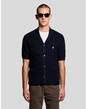 Lyle & Scott Revere Collar Knitted Resort Shirt - Blue