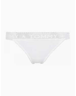 Tommy Hilfiger Logo Lace Thong - White