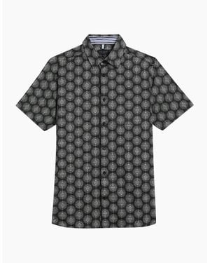 Ted Baker Pearsho Short Sleeve Circle Geo Shirt - Black