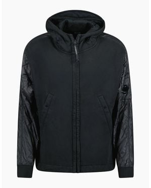 C.P. Company Diagonal Raised Mixed Quilted Hooded Sand - Black