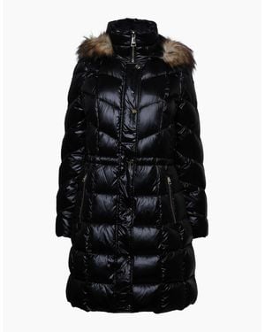 DKNY Zip Front Waisted Down Jacket - Black
