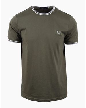 Fred Perry Twin Tipped T-Shirt Laurel/Ecru/Dusky - Green
