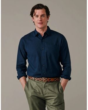 aubi Grainsby Linen Cotton Shirt - Blue
