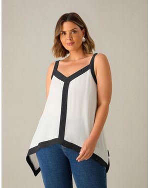 Live Unlimited London Mono Hanky Hem Top - White