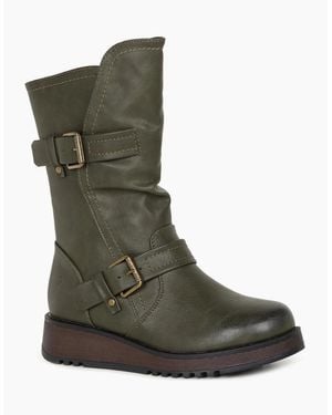 Heavenly Feet Hannah Calf Length Boots - Green