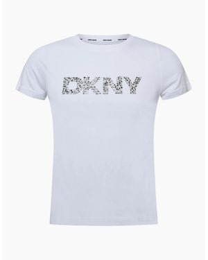 DKNY Satin Embroidered Blouse - White