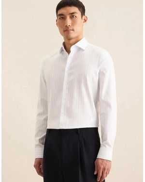 Seidensticker Slim Fit No Iron Spread Kent Structured Stripe Business Shirt Light - White