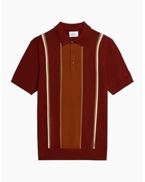 Ben Sherman Mod Stripe Short Sleeve Polo Shirt - Red