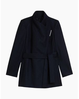 Ted Baker Rosess Short Belted Wool Wrap Coat - Blue
