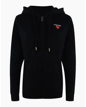 Love Moschino Small Bold Heart Logo Zip Hoodie - Black