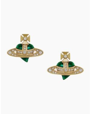Vivienne Westwood New Diamante Heart Earrings - Metallic