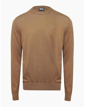 DIESEL K Freex Newprint Crew Neck Jumper - Brown