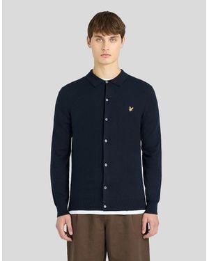 Lyle & Scott Cotton Merino Knitted Shirt - Blue