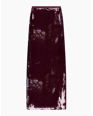 Ro&zo Burgundy Liquid Sequinned Skirt - Purple