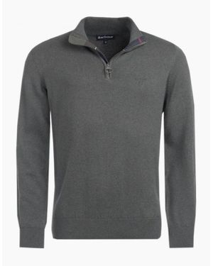 Barbour Marl Half Zip Cotton Knitted Jumper - Grey
