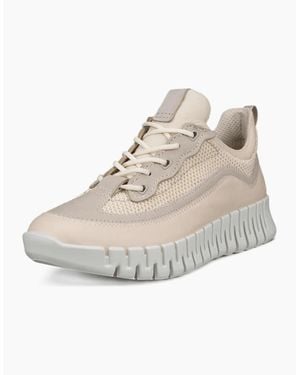 Ecco Gruuv Leather & Textile Trainers - White