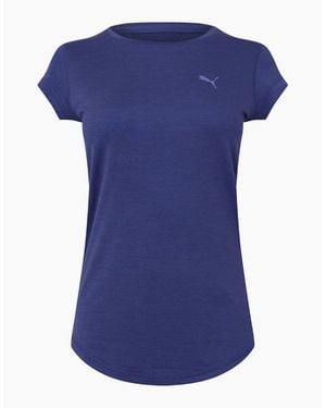 PUMA Cloudspun Heather Short Sleeve Performance Gym Top - Blue
