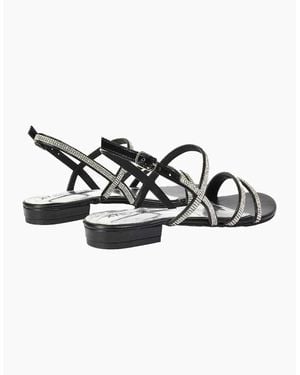XY London Ladies Orla Diamante Strappy Summer Flat Sandals - Metallic