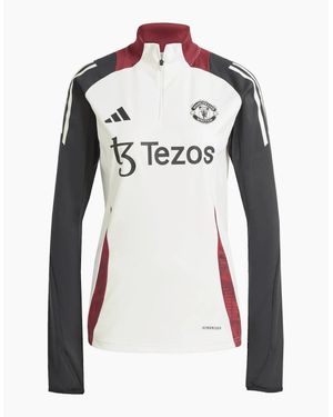 adidas Manchester United Zip Neck Raglan Sleeve Athletic Top - Black