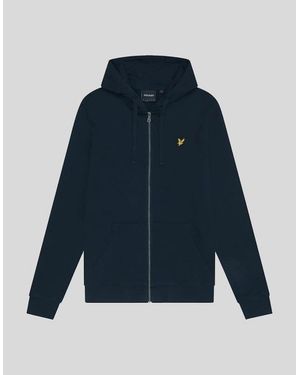 Lyle & Scott Loopback Cotton Full Zip Hoodie - Blue