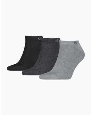 Calvin Klein 3-Pack Ck Premium Combed Cotton Trainer Socks, Melange - Grey