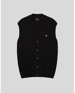 Lyle & Scott Cotton Merino Button Through Vest - Black