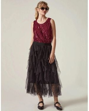 James Lakeland Tulle Ruffle Midi Skirt - Black