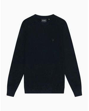 Lyle & Scott Lyle & Scott Tonal Eagle Lambswool Crew Neck Jumper - Blue