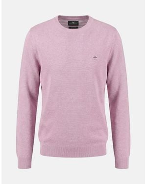 Fynch-Hatton Fine Knit Air Cotton Crewneck Jumper Magnolia - Pink