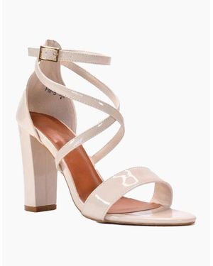 XY London Ladies Briella Strappy High Block Heel Sandals - Pink