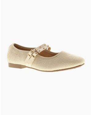 Apache Flat Shoes Halima Buckle Uk Size - Natural