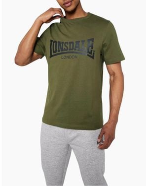 Lonsdale London T Shirts Essential Logo Crew Neck Tee - Green