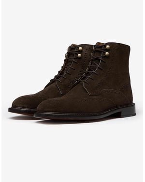 Oliver Sweeney Calf Suede Brogue Boots - Black