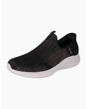 Skechers Hands Free Slip-Ins Ultra Flex 4.0 Midnight Sparkle Shoes 150805 Trainers Bkrg - Black